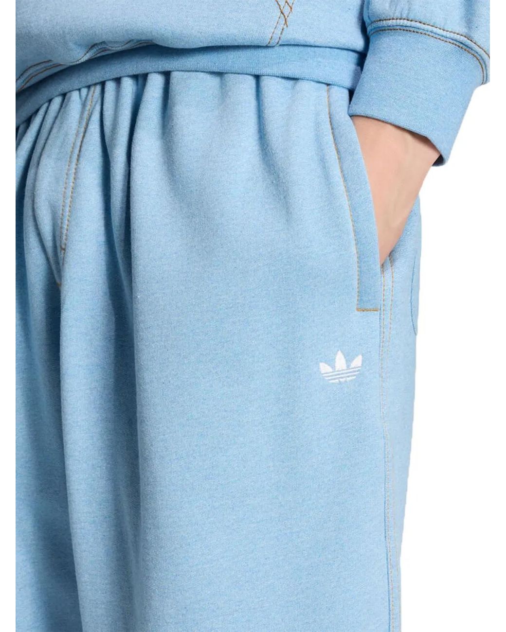 Adidas Blue Trefoil Contrast-Stitched Shorts for men