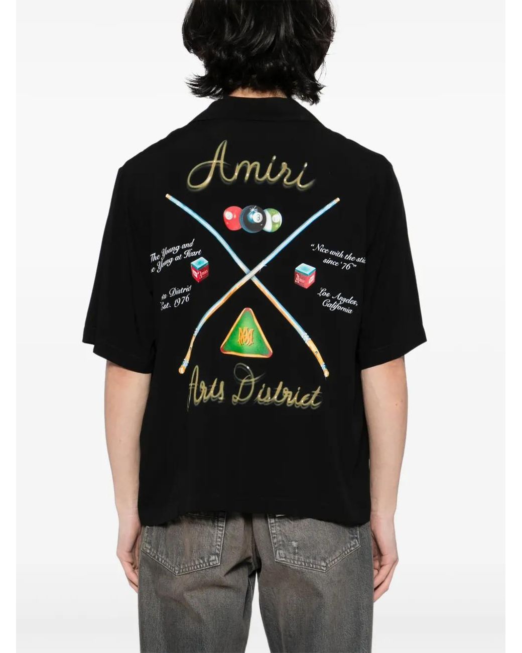 Amiri Black Pool Cue Bowling Shirt for men