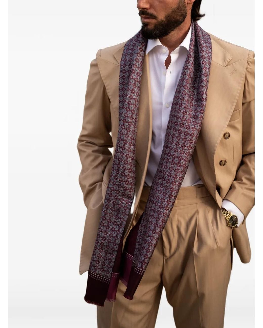 Elizabetta Purple Palazzo Medallion-Print Scarf for men