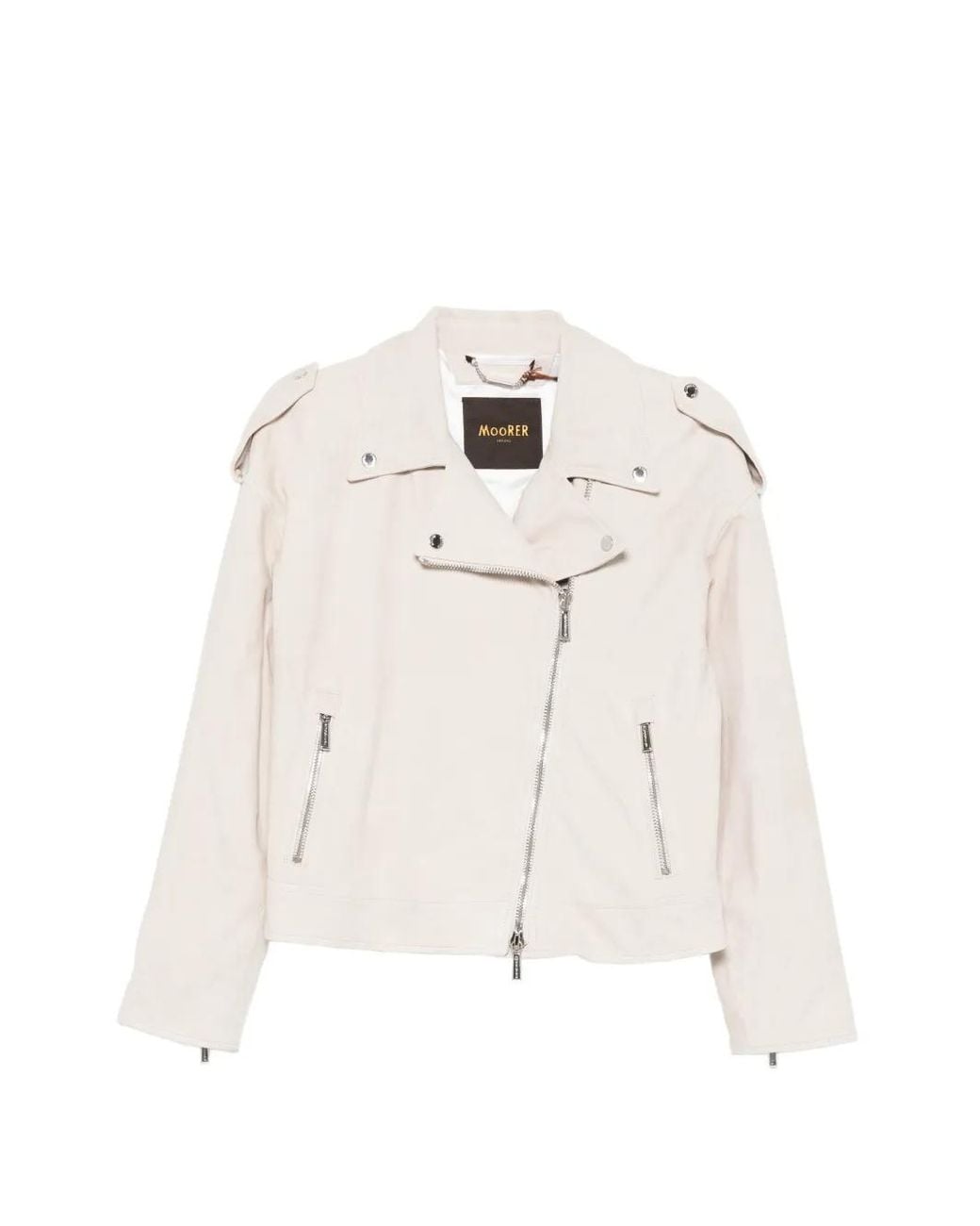 Moorer White Loette Zip Jacket
