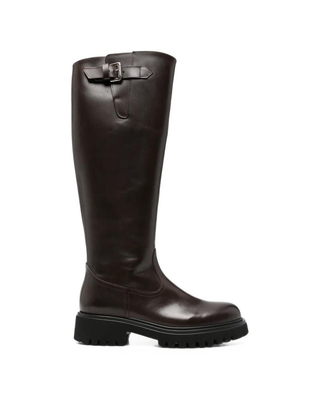 Guglielmo Rotta Black Buckle-Detail Ridged-Sole Boots
