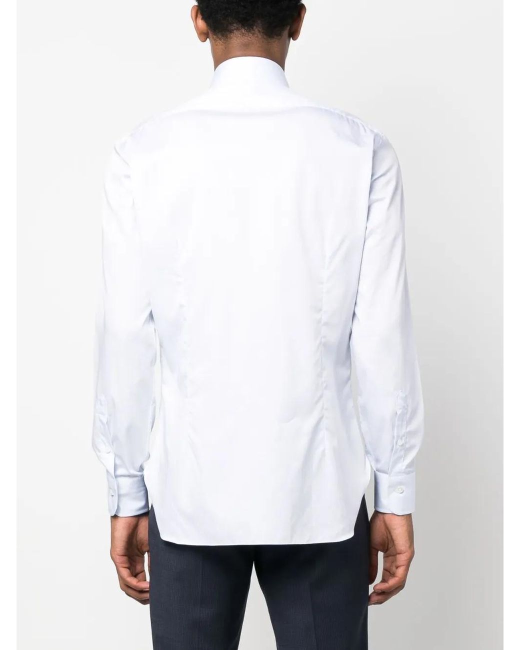 Barba Napoli White Long-Sleeve Cotton Shirt for men