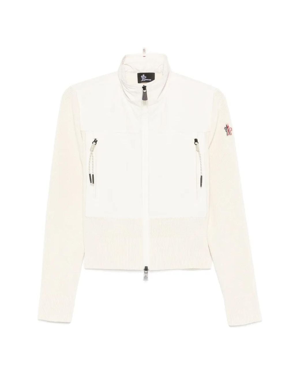 Moncler White Cardigan À Fermeture Zippée