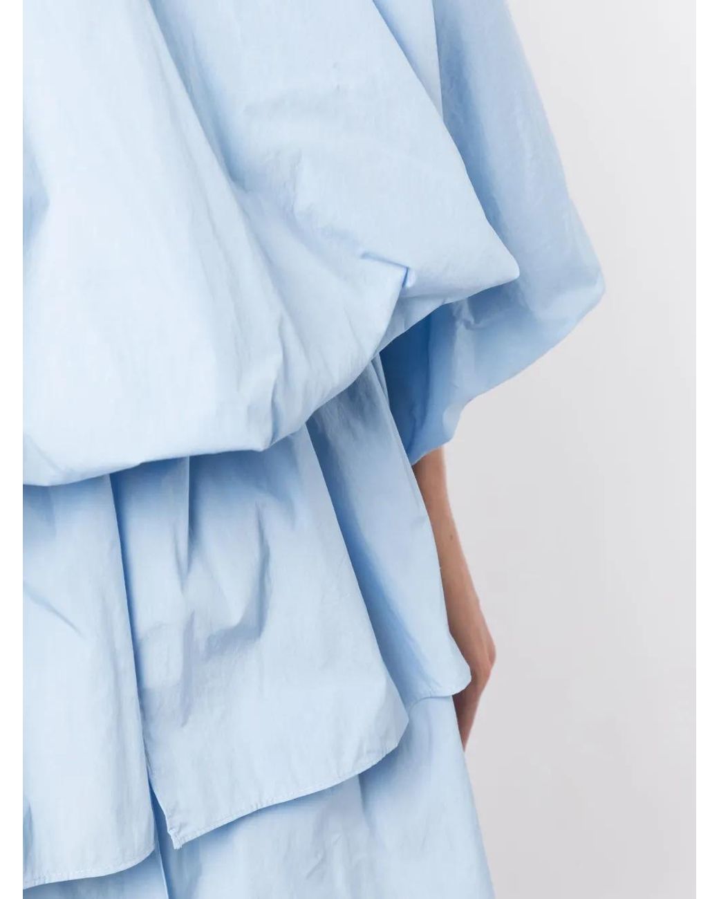 Goen.J Blue Balloon-Sleeves Poplin Dress