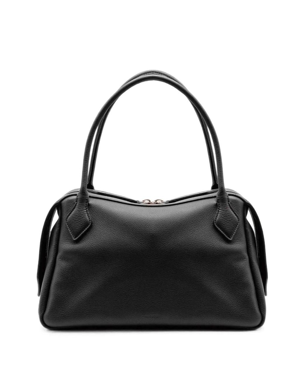 MINOBOSSI Black Medium Adele Grained Leather Tote Bag