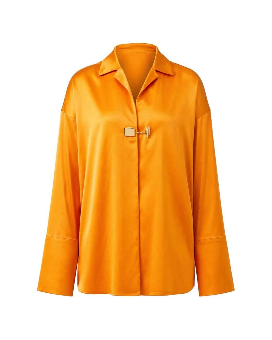 Danamé Orange Hardware-Detail Satin-Finish Blouse