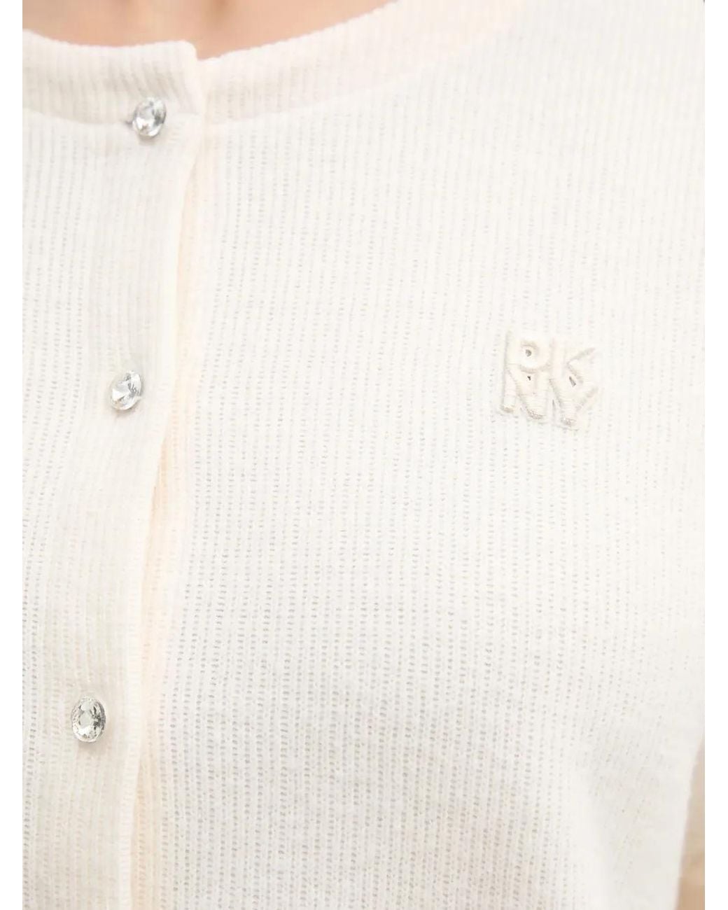 DKNY White Embellished Button Cardigan