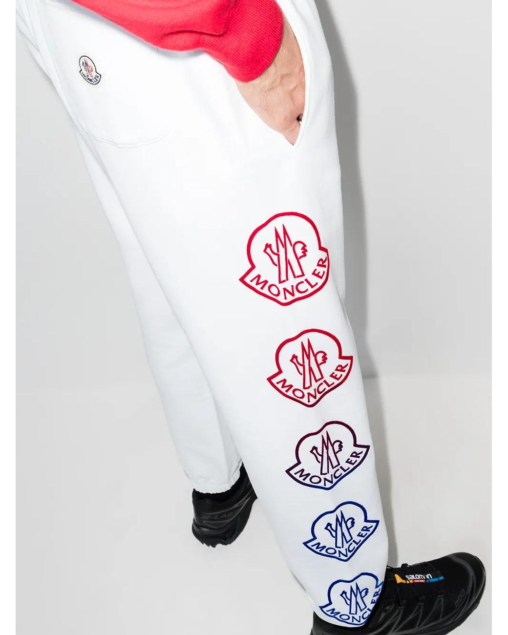 Moncler White Side Logo-Print Track Pants for men