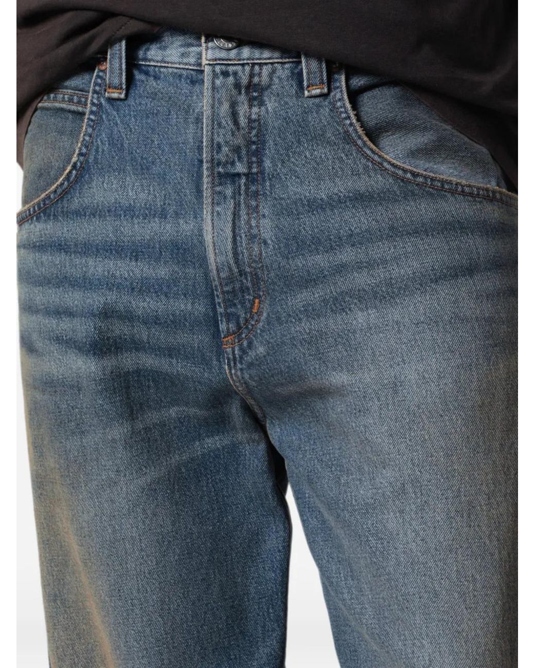 Agolde Blue Faded Whiskered Loose-Fit Jeans for men