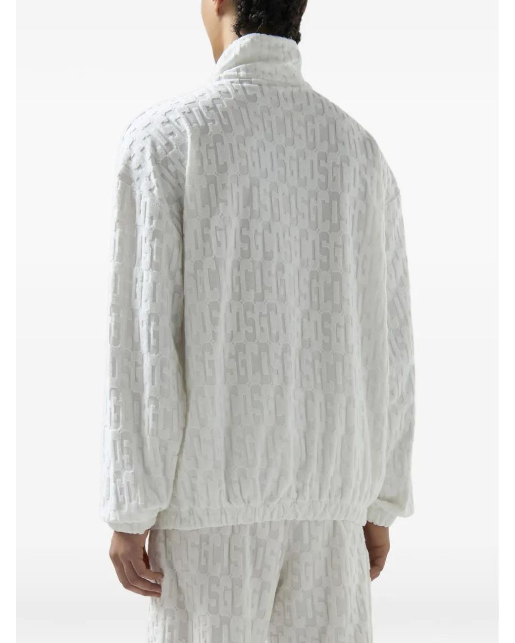 Gcds White Terry Monogram Zip-Up Jacket for men