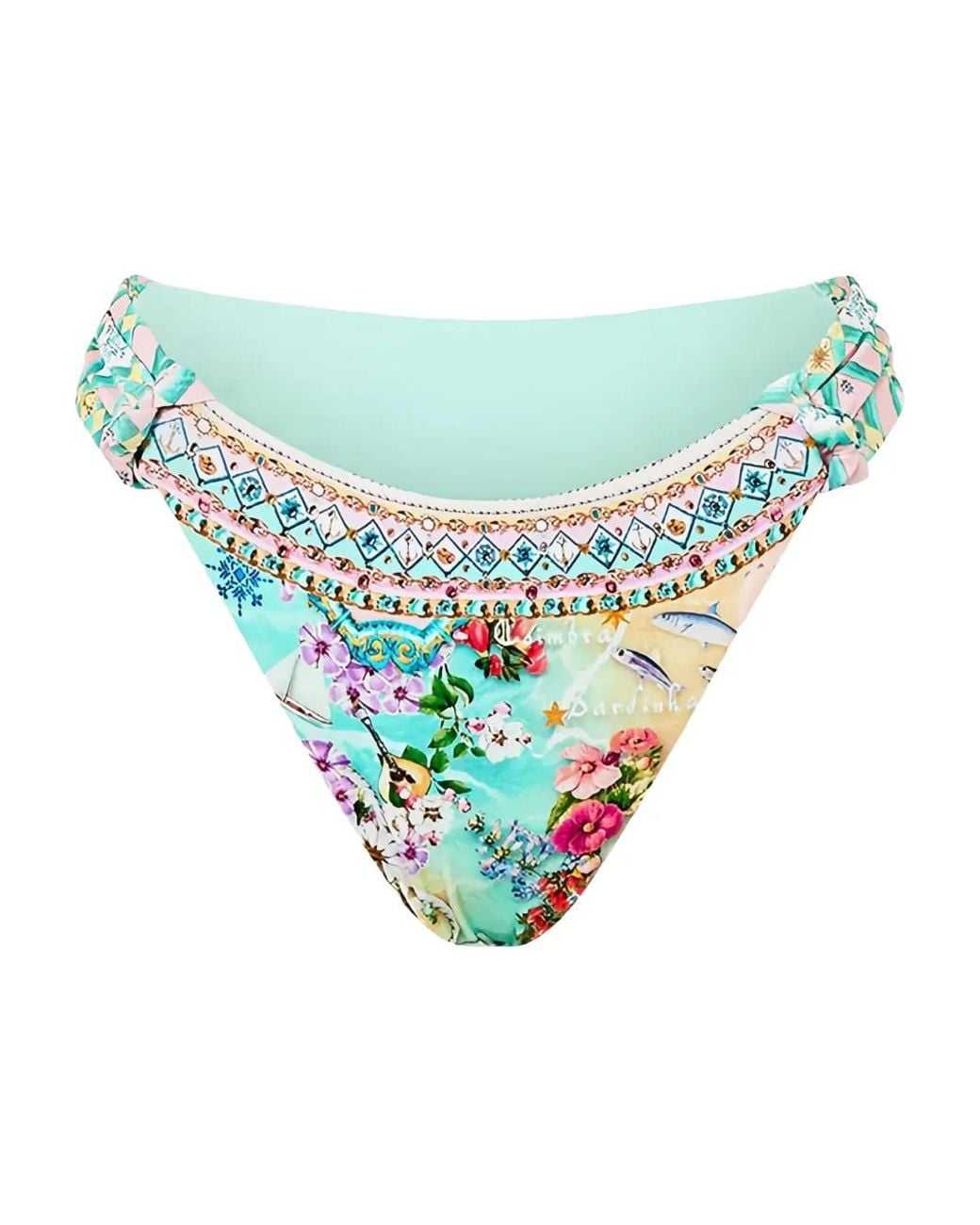 Camilla Blue Beach-Pattern Bikini Bottoms