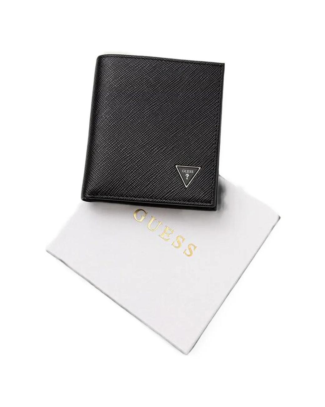 Guess Black Milano Logo-Plaque Bifold Wallet for men
