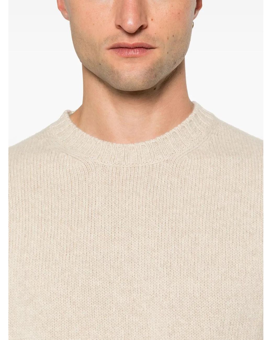 Fedeli Klassischer Kaschmirpullover in Natural für Herren
