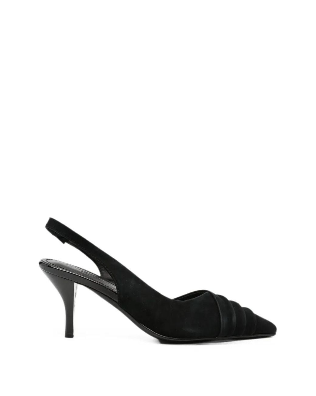 SERGIO MORETTI FIRENZE Black Ruched Slingback Pumps