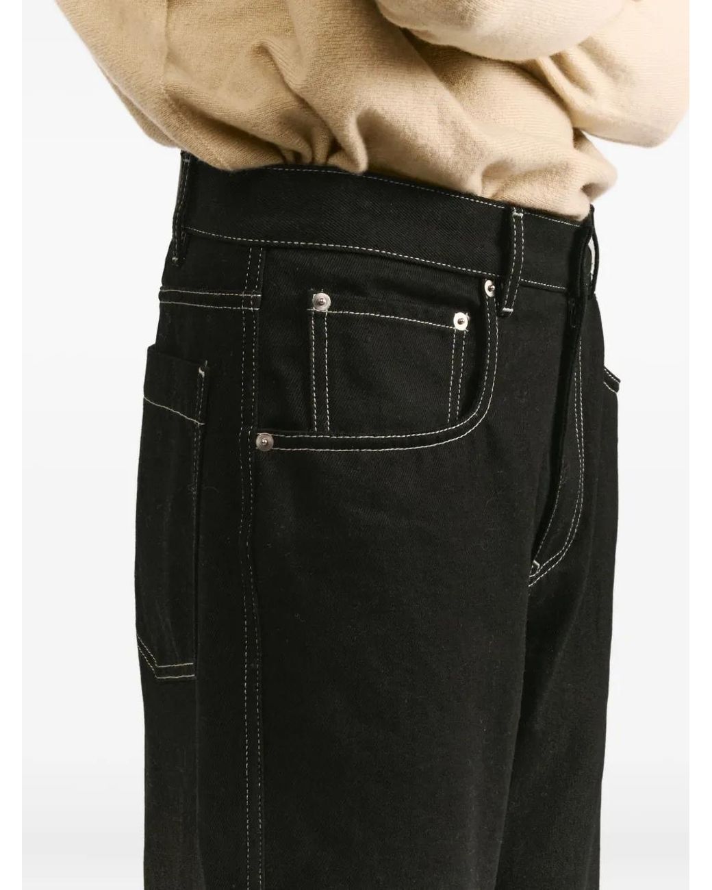 Casey Casey Black Leo Contrast-Stitch Jeans for men