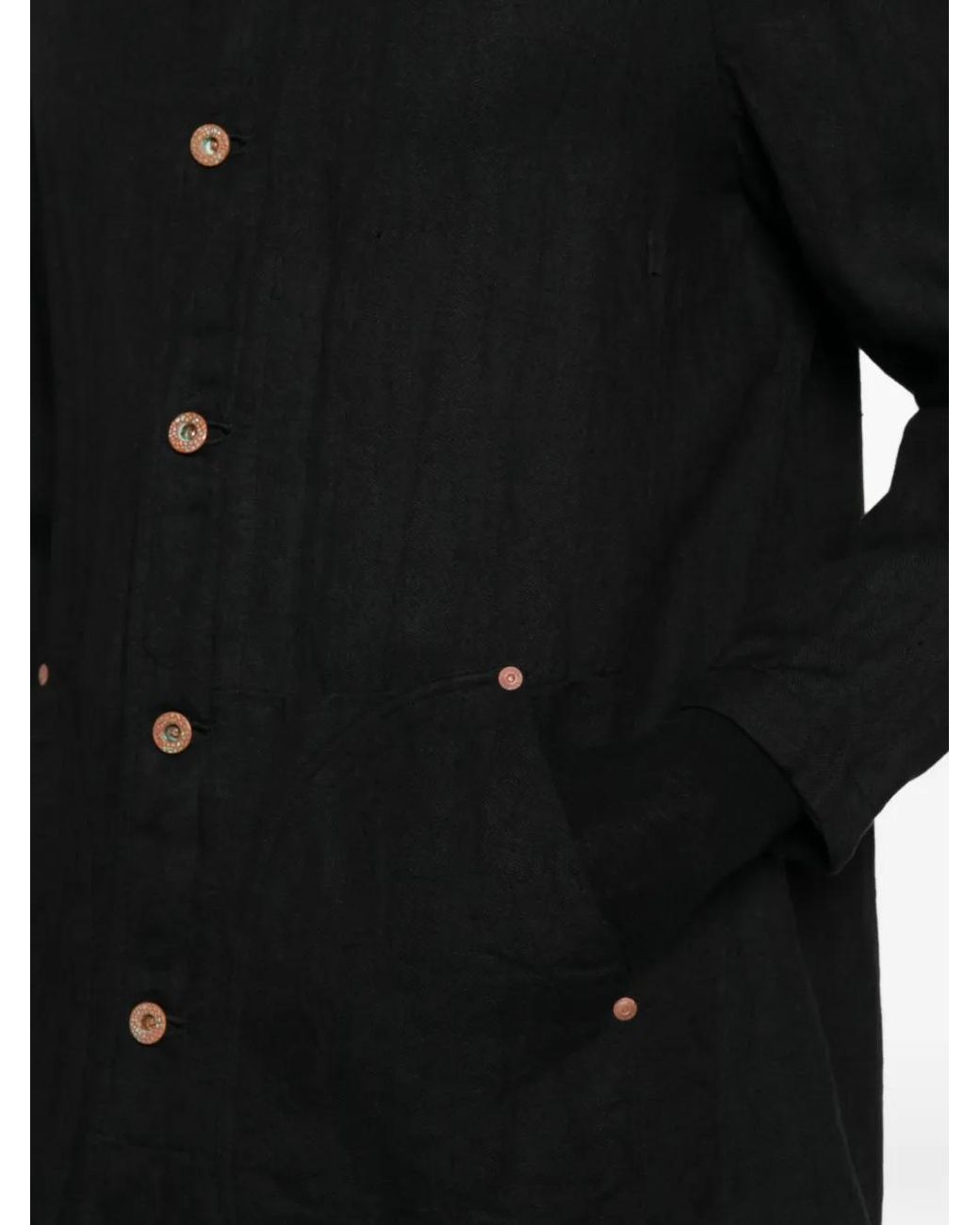 LOÏS DIONISIO Black Button-Fastening Long-Sleeve Coat for men
