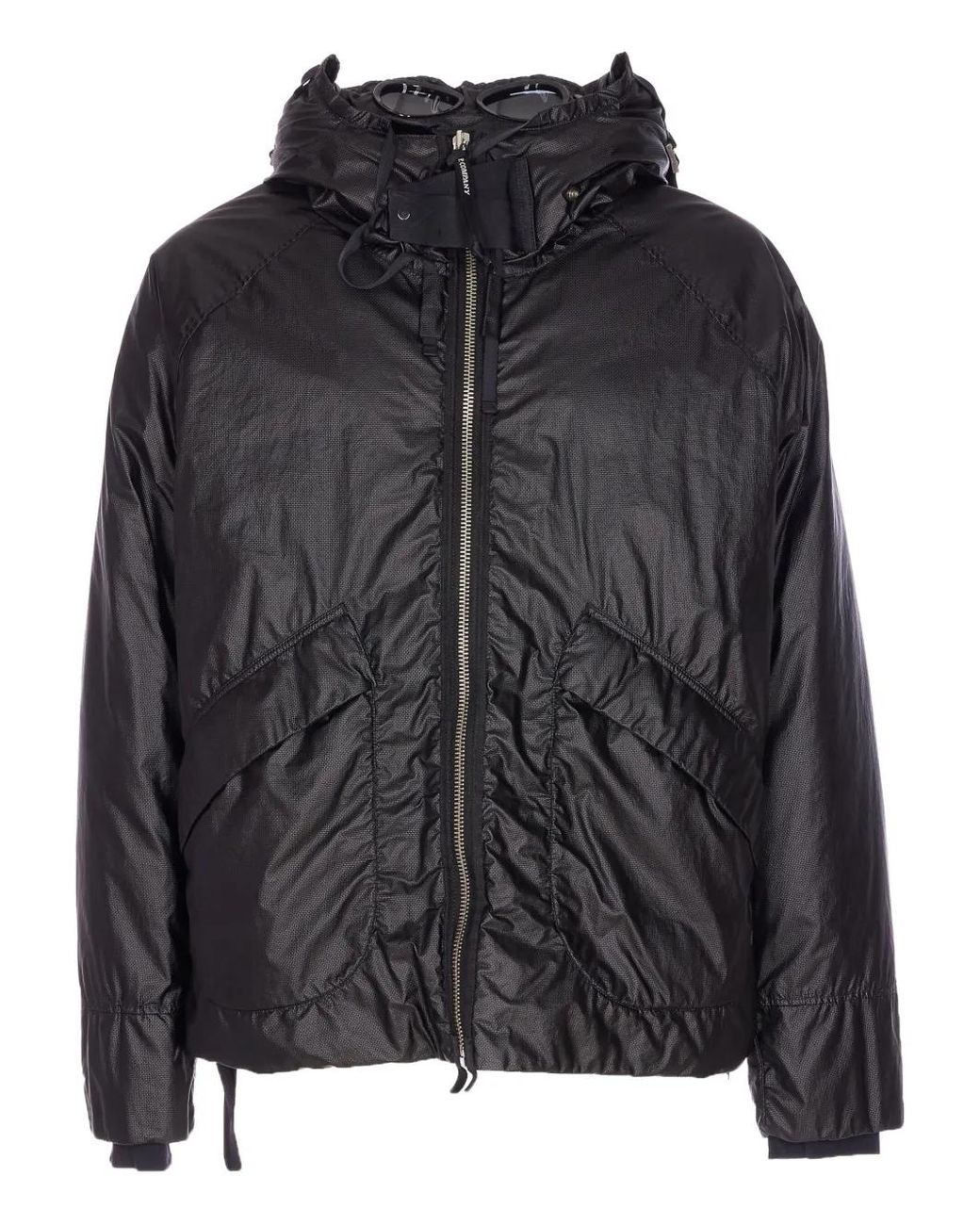C P Company Black Lens-Detail Hooded Jacket for men