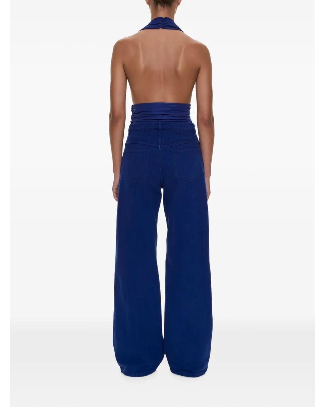 Christopher Esber Blue Scarf-Draped Halterneck Top