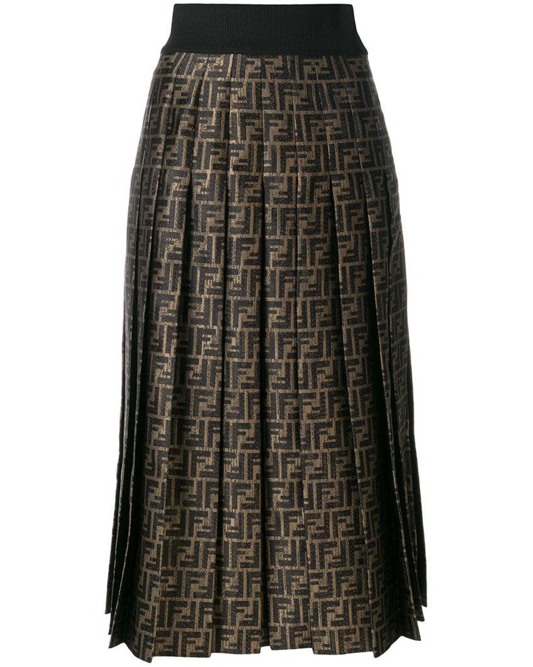 スカート FENDI Skirt in brown FF silk twill FENDI - Ff Silk Skirt Fendi