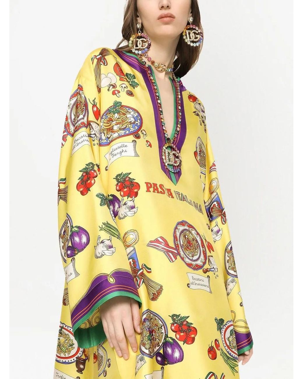 Dolce & Gabbana Yellow Graphic-Print Kaftan
