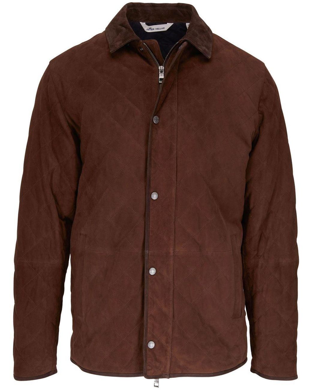 Peter Millar Quilted Suede Jacket in Brown for Men Lyst