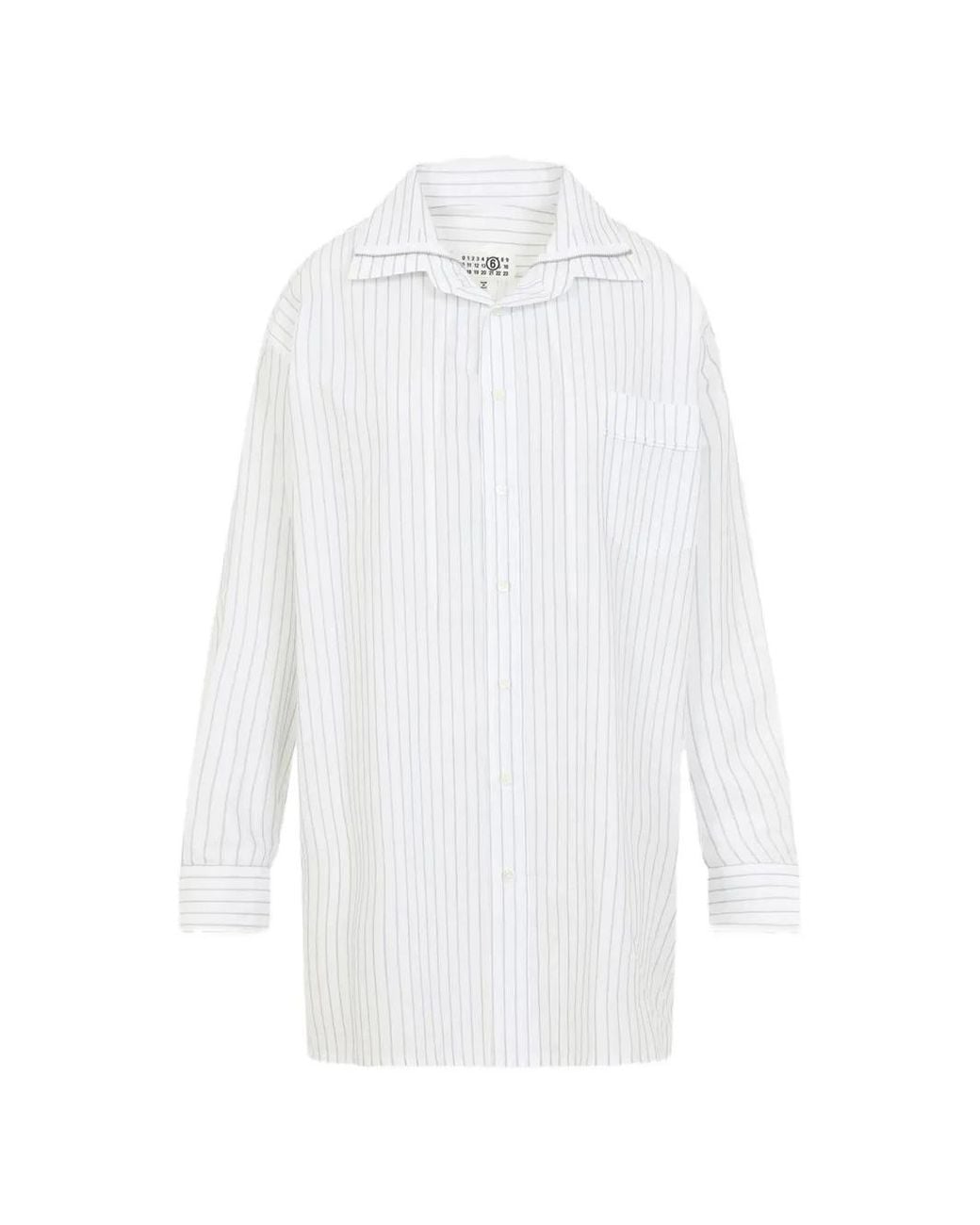 MM6 by Maison Margiela White Pinstripe Zip-Detail Shirt for men