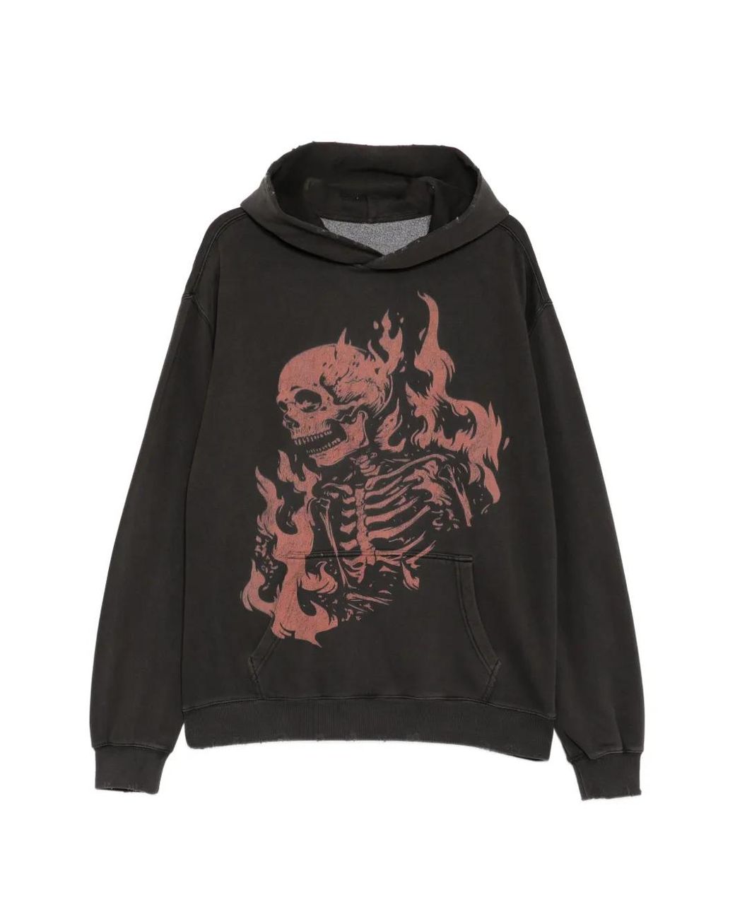 WARMAN Black Skull Printed Hoodie for men