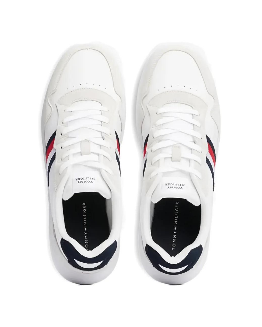 Tommy Hilfiger White Baskets À Rayures for men