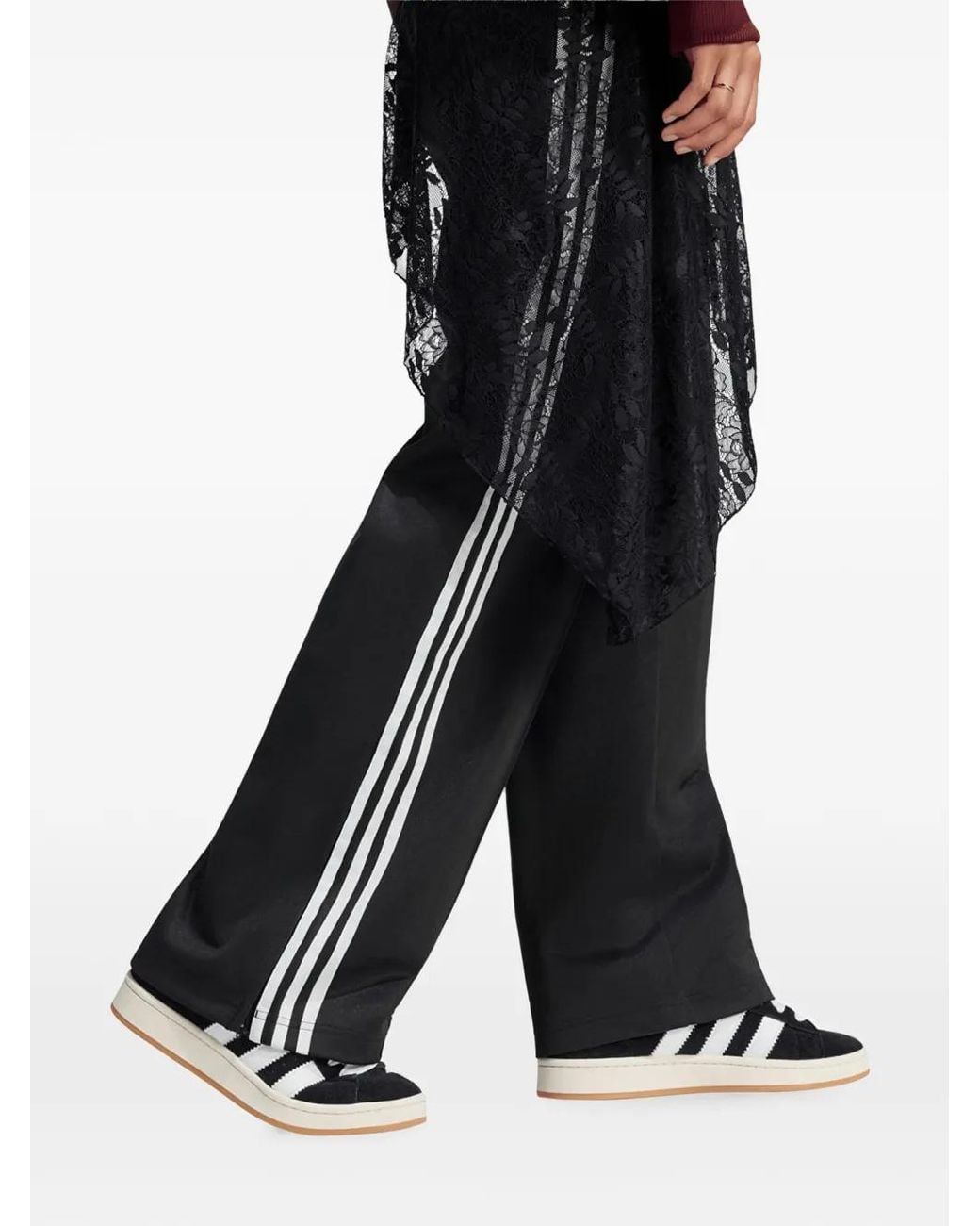 Adidas Black Firebird Lace-Skirt Track Pants