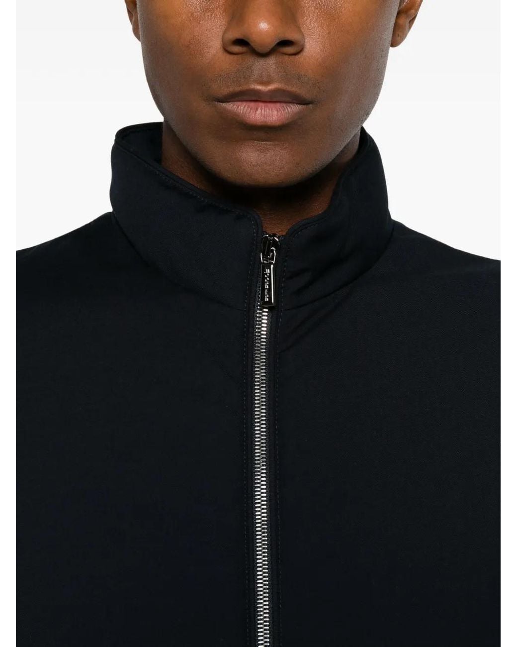 Moorer Black High-Neck Zip-Up Gilet for men