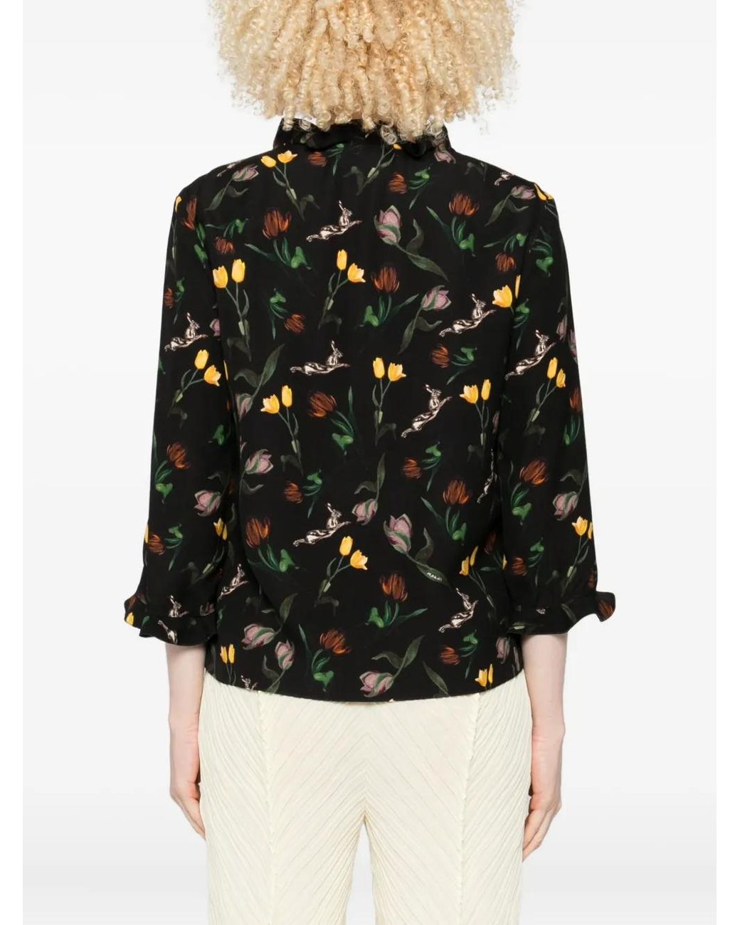 Marni Black Floral-Print Blouse