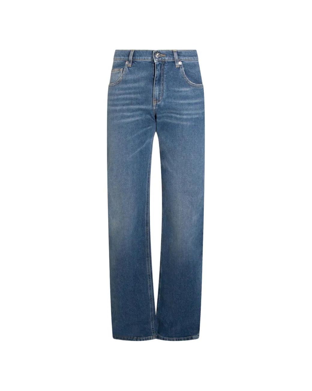 Blumarine Blue Distressed Straight Trousers