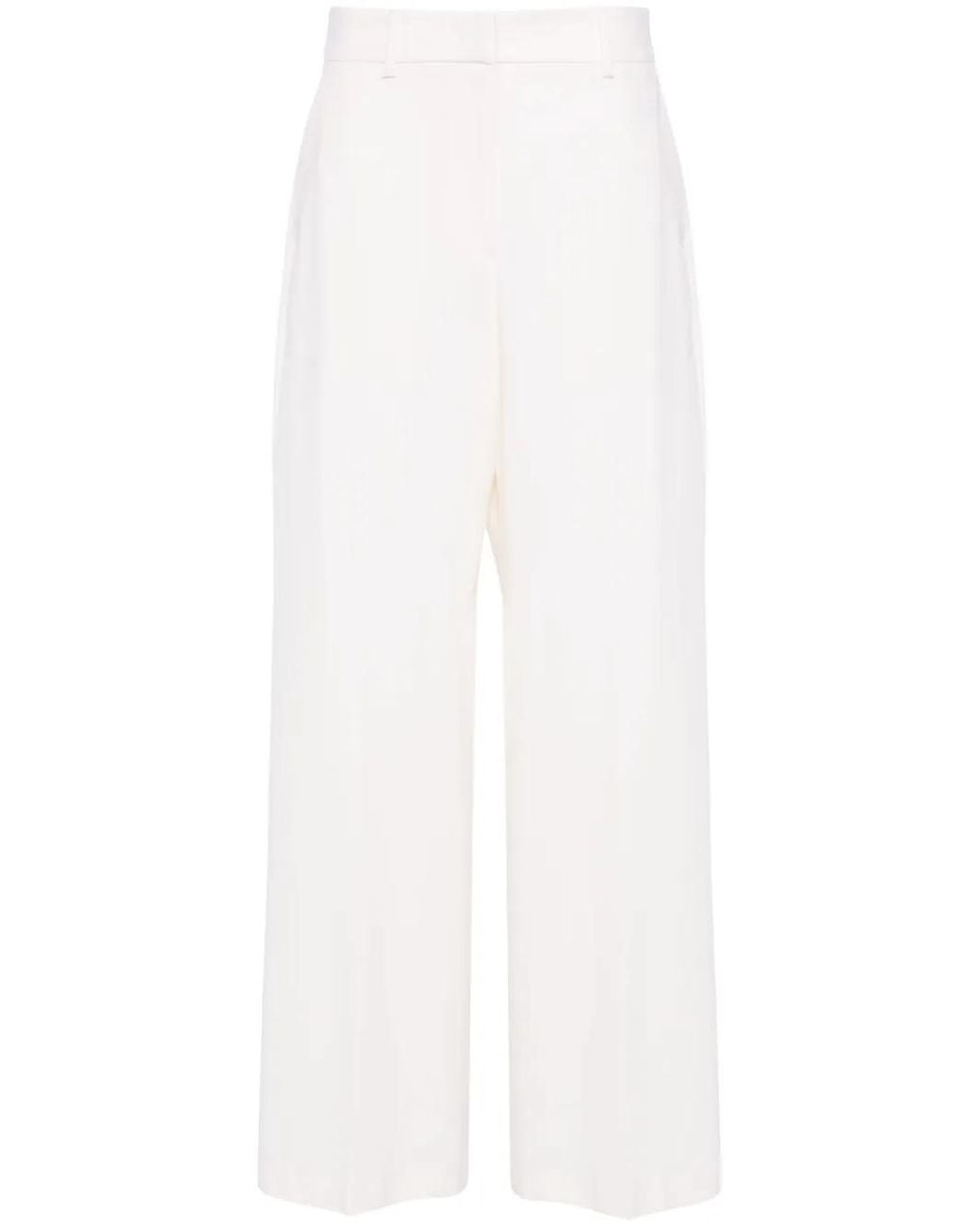 MSGM White High-Waist Tailored Trousers