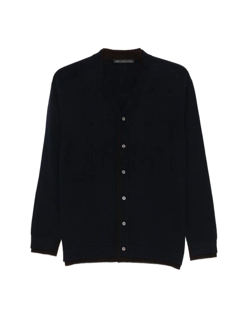 Low Brand Black V-Neck Button-Up Cardigan for men