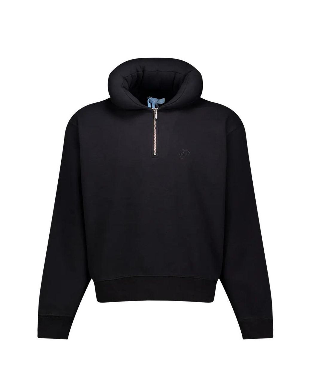 3.PARADIS Blue Pillow Neck Quarter-Zip Sweater for men