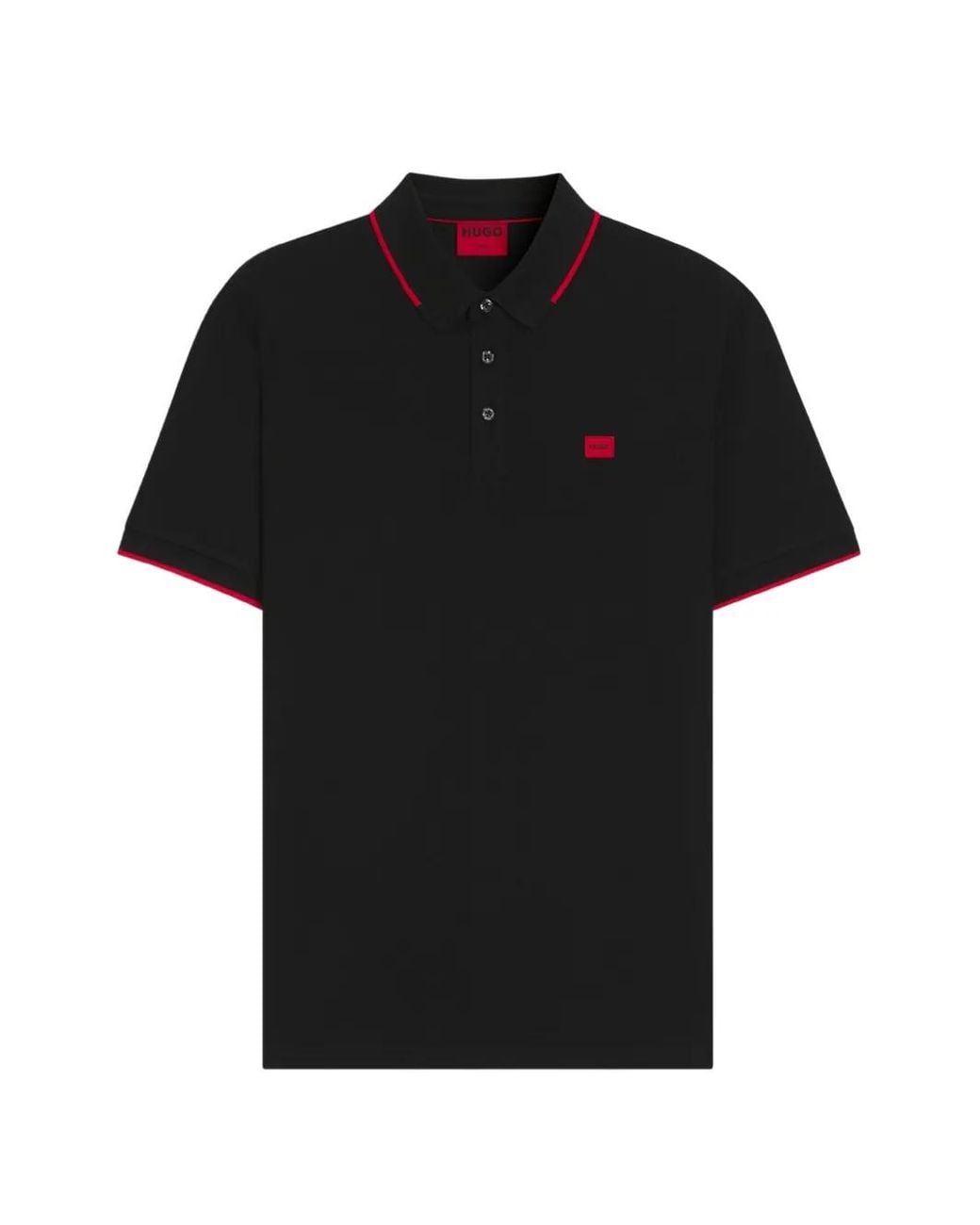 Polo À Patch Logo HUGO pour homme en coloris Black
