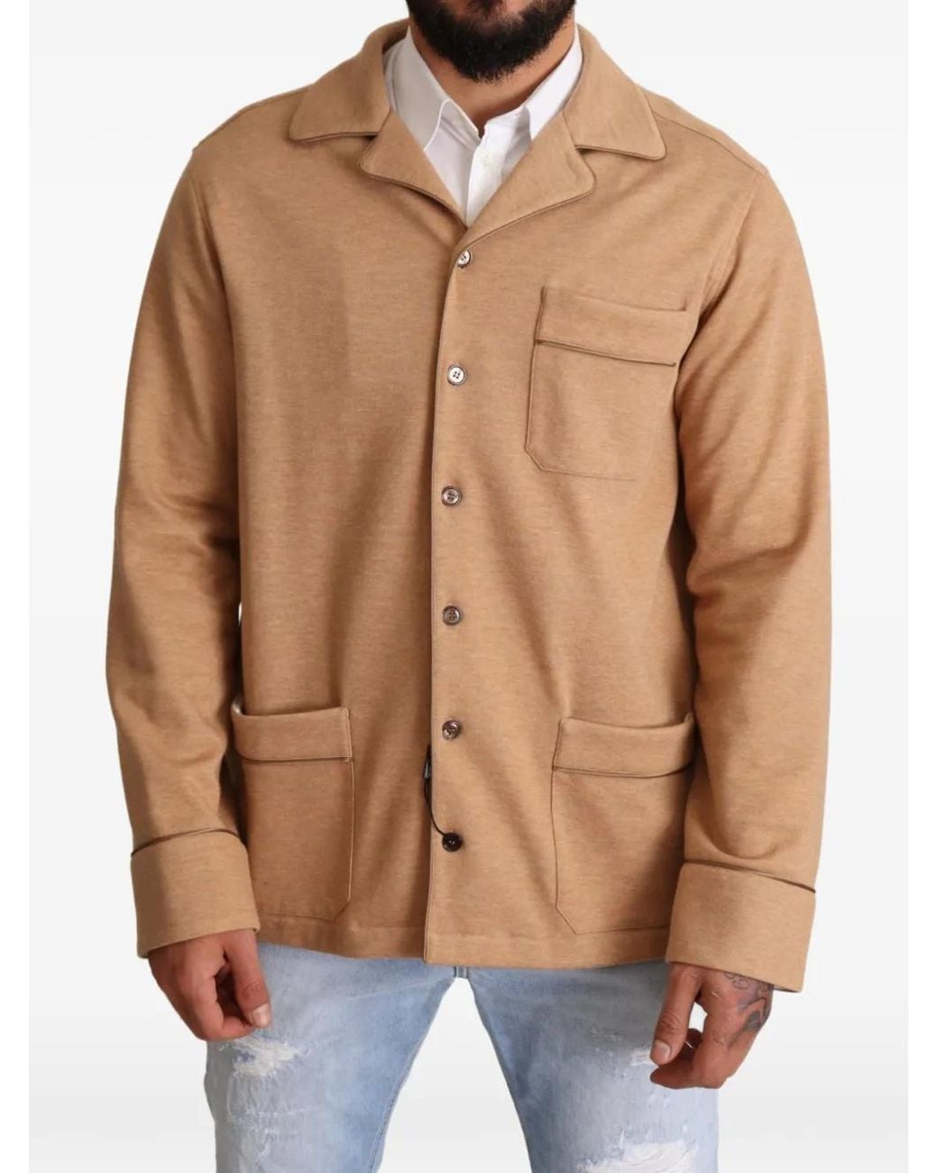 Dolce & Gabbana Brown Chest-Pocket Overshirt for men