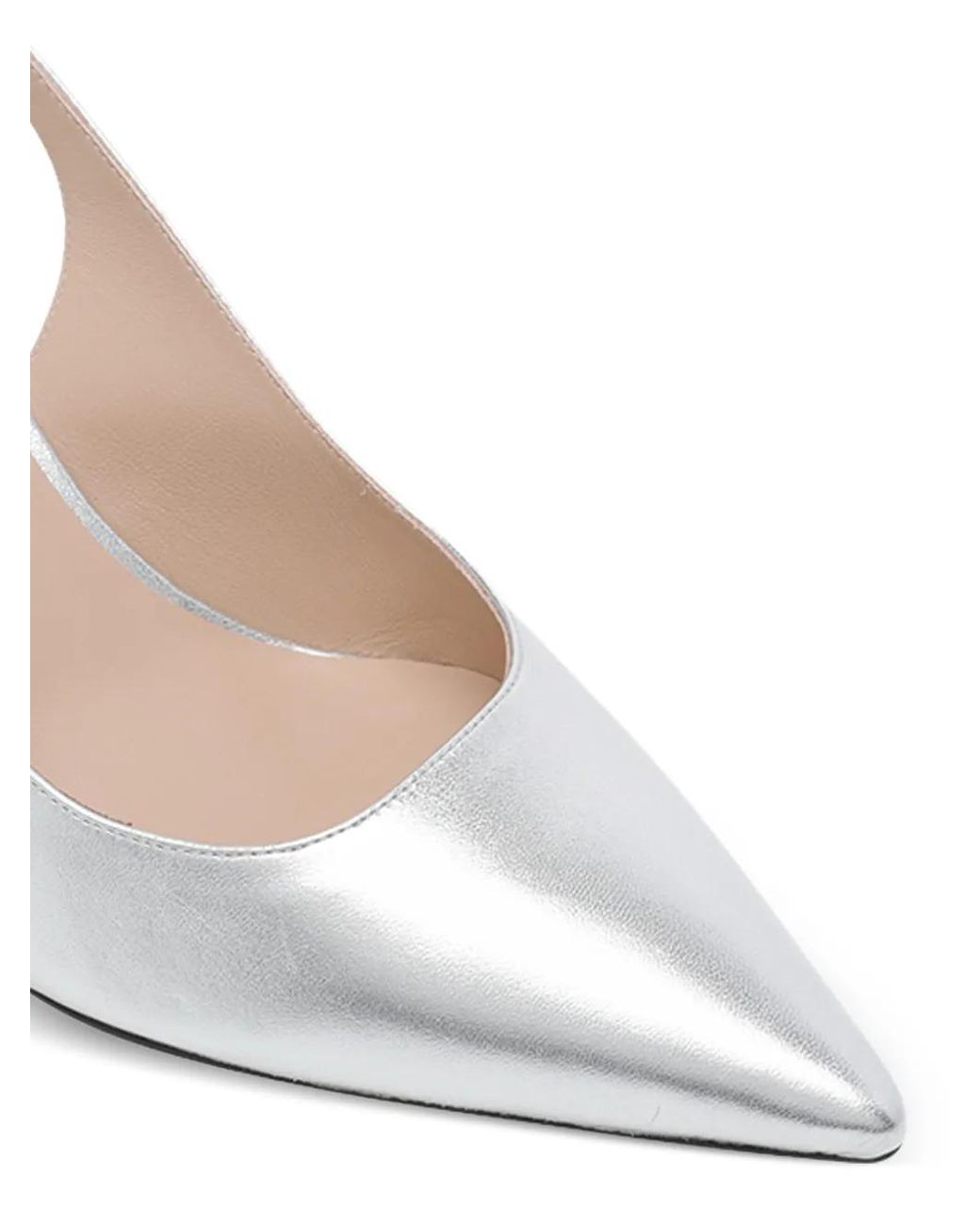 Stuart Weitzman White Power 75 Buckle Slingback Pumps