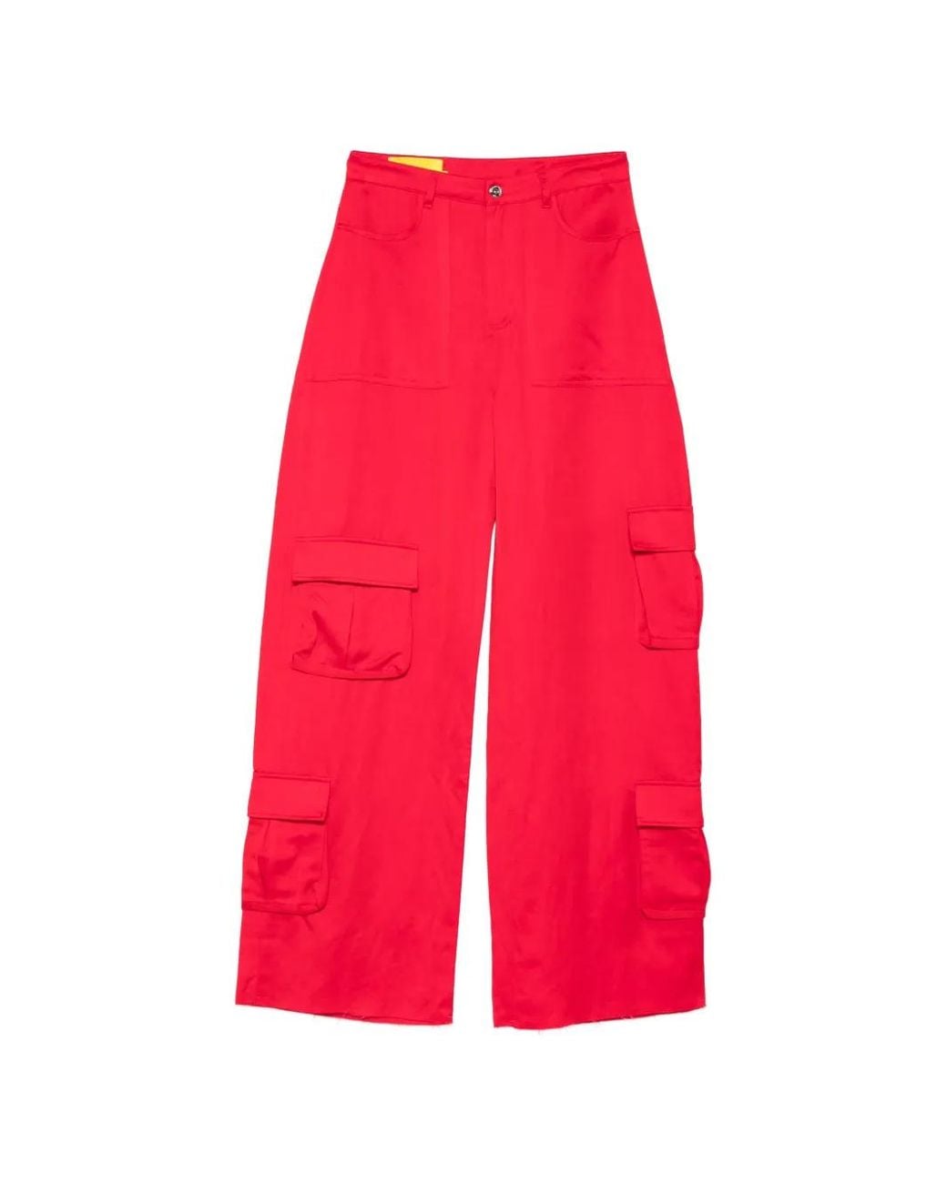 Marques'Almeida Red Satin Cargo Pants