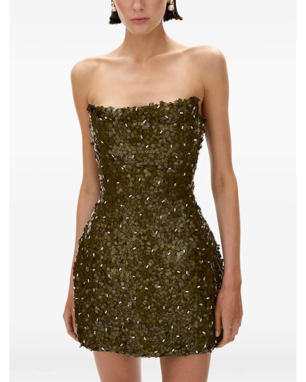 Rachel Gilbert Green Karter Strapless Sequin-Embellished Mini Dress