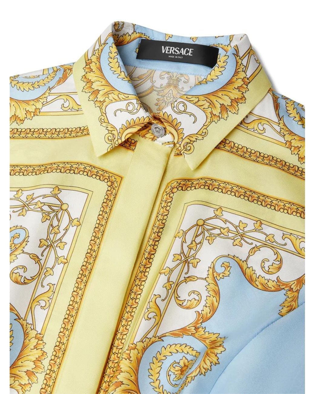 Versace White Printed Silk Twill Mini Shirt Dress