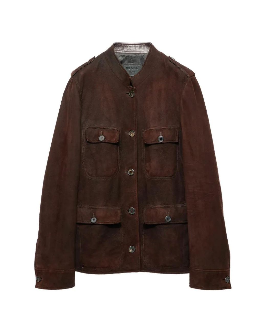 Chaqueta De Ante Con Botones Prada de color Brown