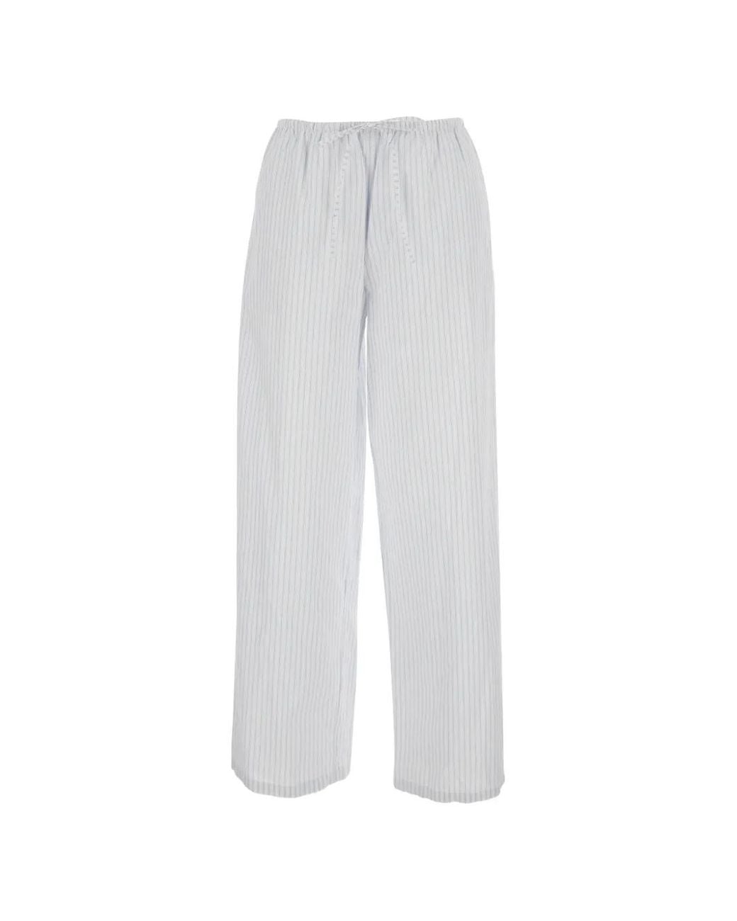 DUNST White Pantalon Rayé À Lien De Resserrage