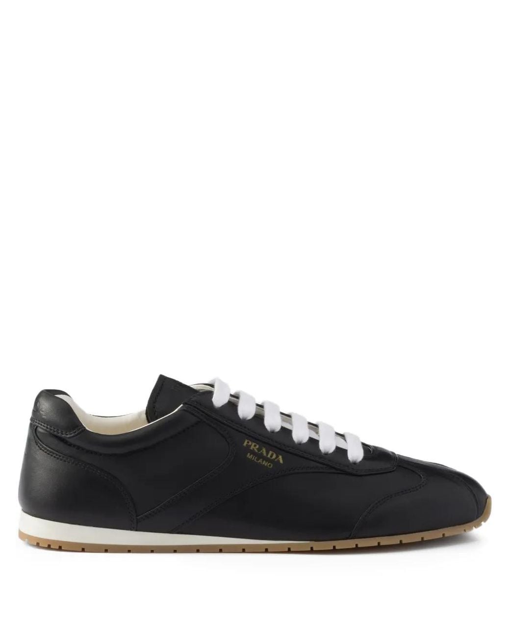 Prada Black Leather Lace-Up Sneakers