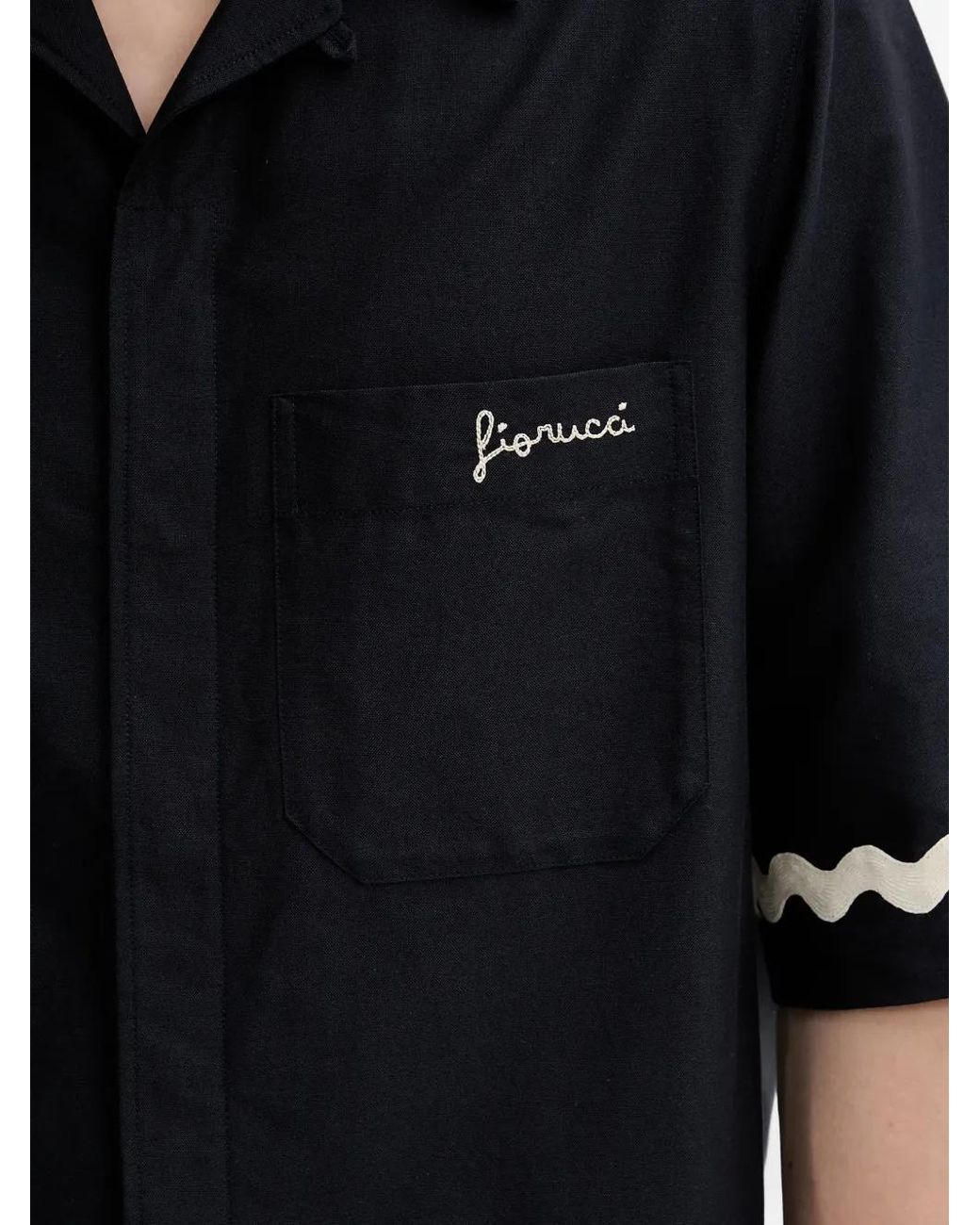 Fiorucci Black Embroidered Shirt for men