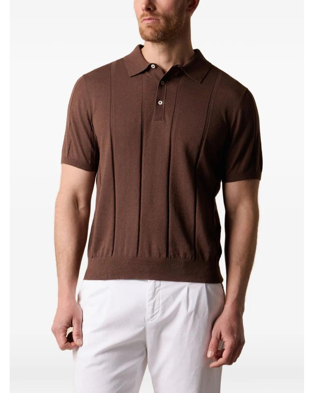 Brooks Brothers Geribbeld Poloshirt in het Brown voor heren