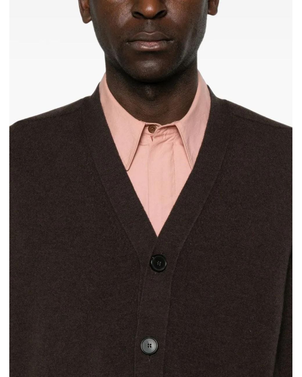 Amaranto Black V-Neck Button-Up Cardigan for men