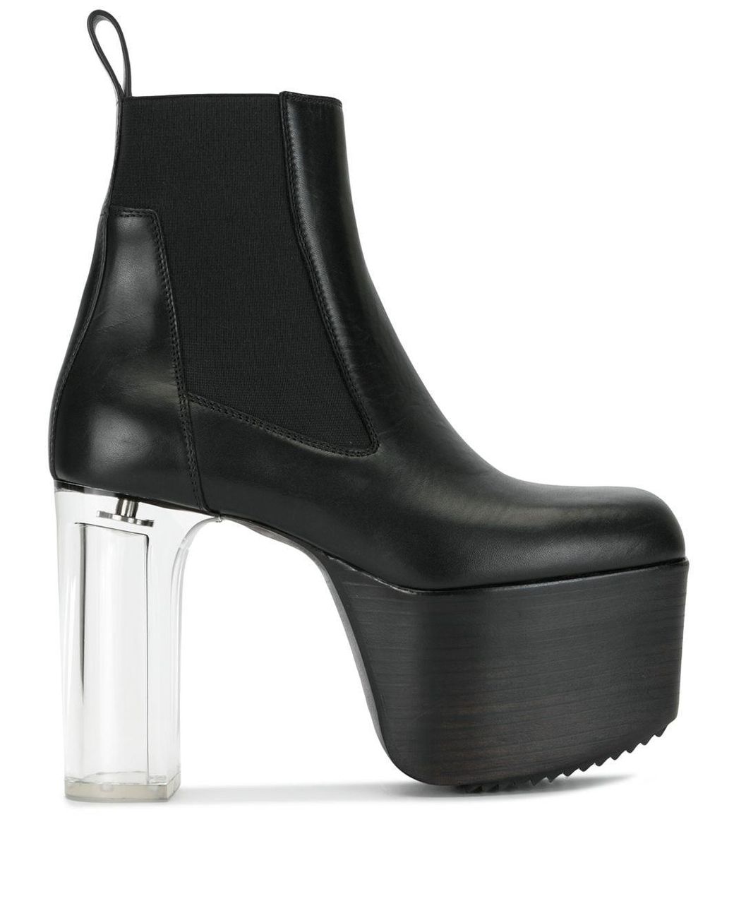 Rick Owens Leather Transparent Heel Boots in Black - Lyst