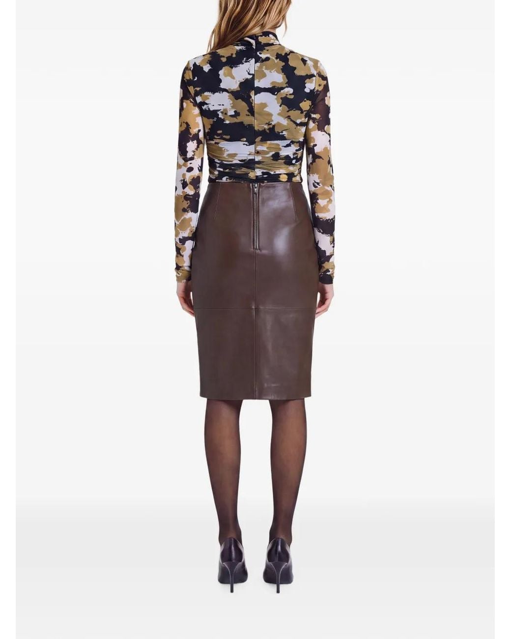 Nicholas Blue Abstract-Print Ruched Top