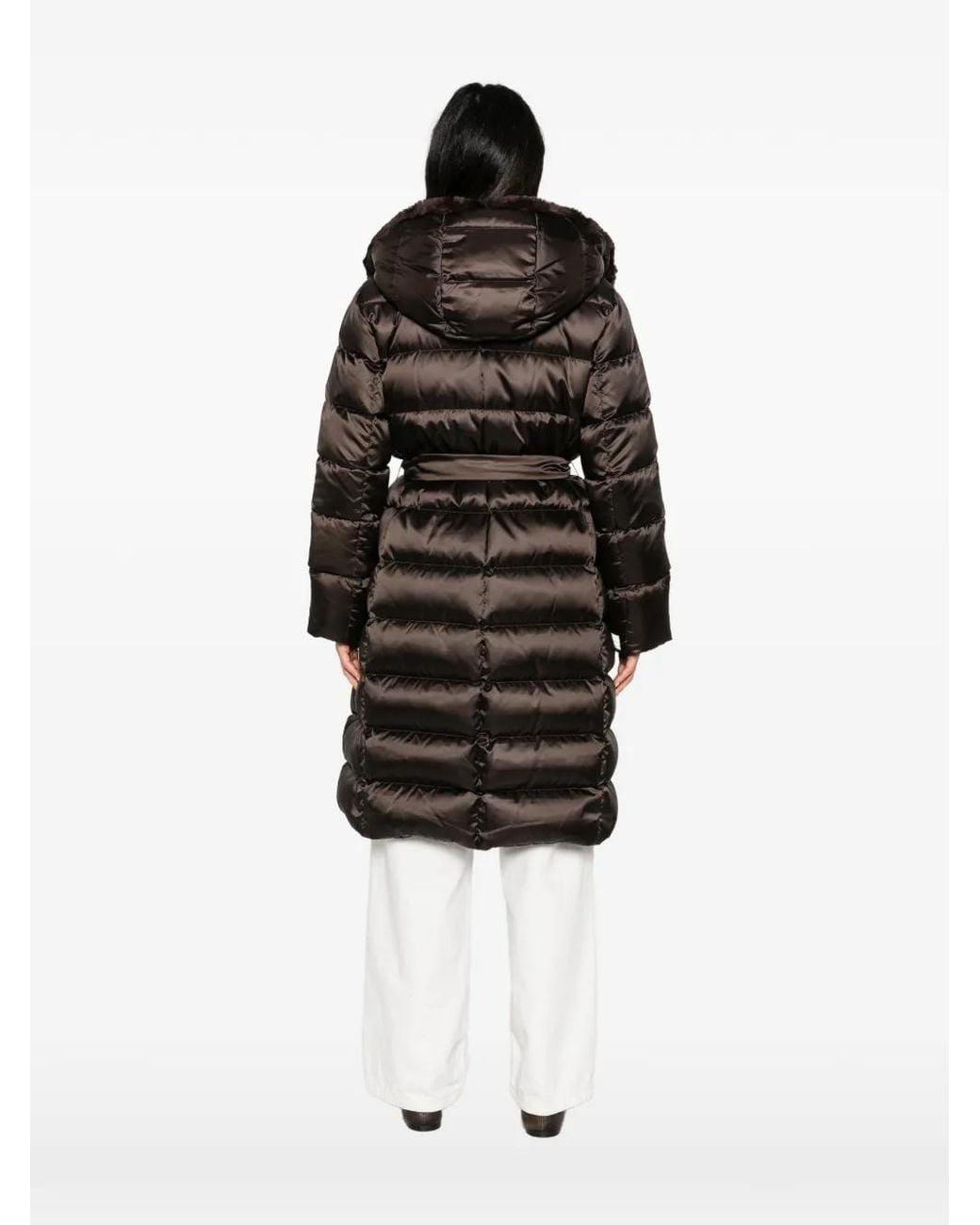 Max Mara Black Quilted Belted Coat
